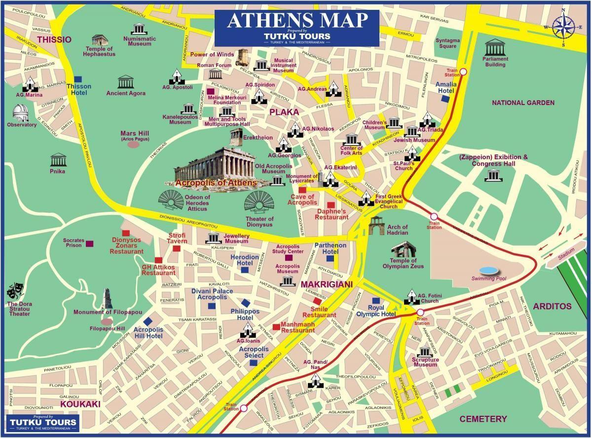خريطة المعالم السياحية في أثينا