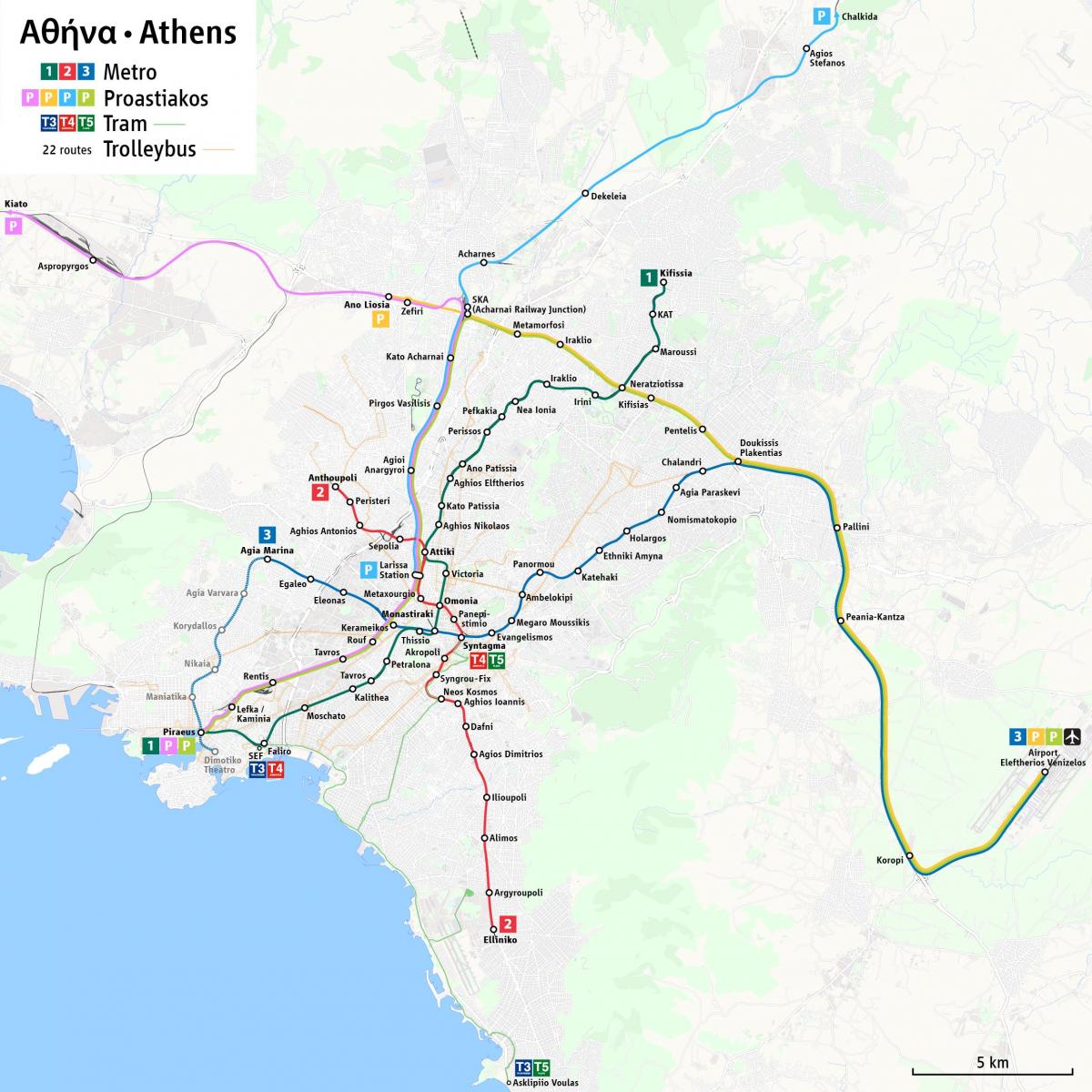 خريطة محطات الترولي في أثينا